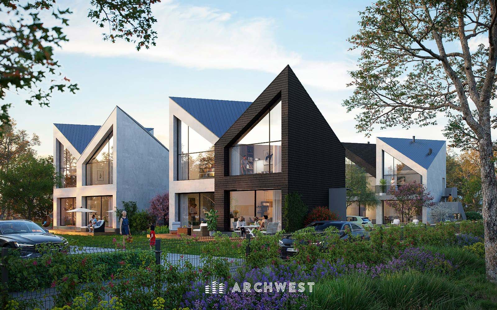 26. 3D Render of Tranquil Dutch Townhouses
